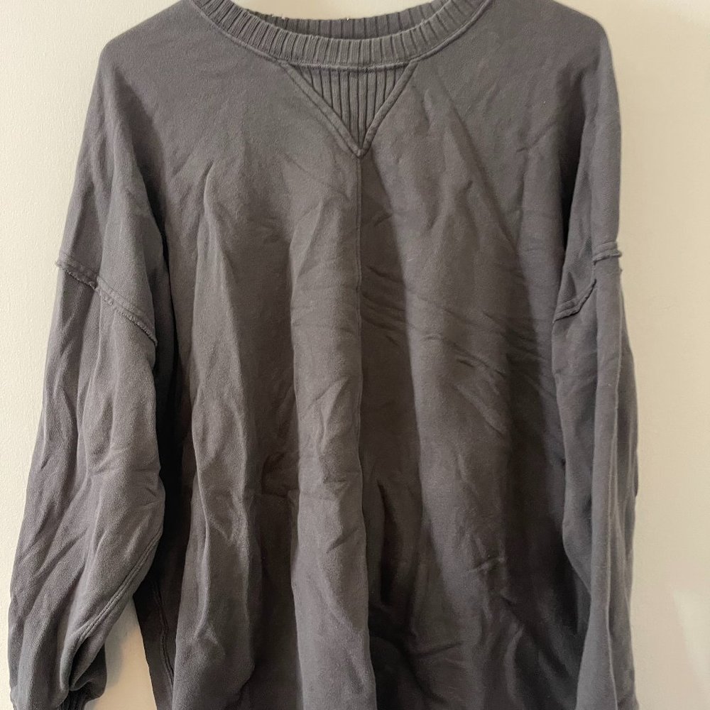 Aerie Real Crew Dark Grey Pullover